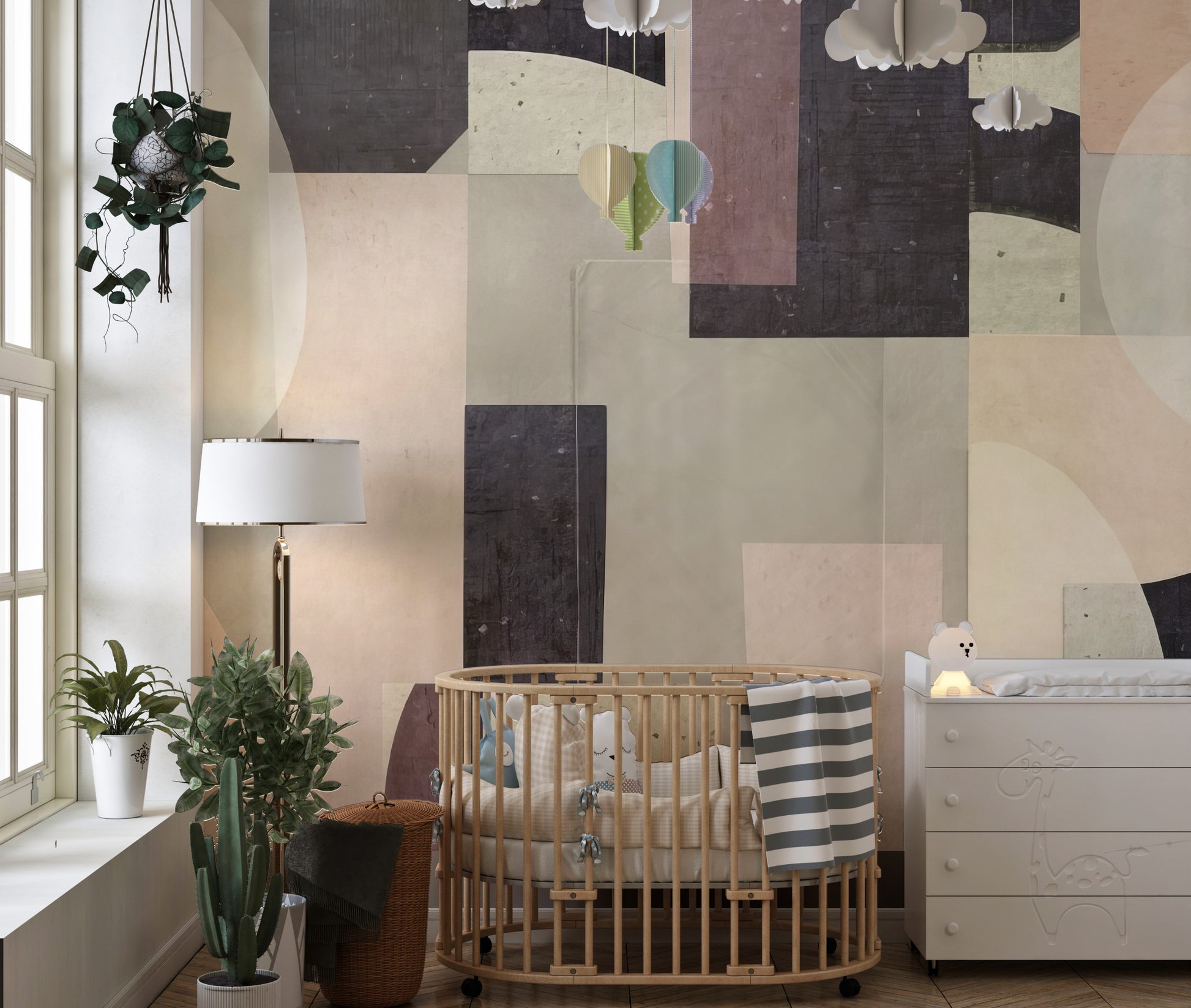 Abstract wall mural wallpaper with geometric shapes