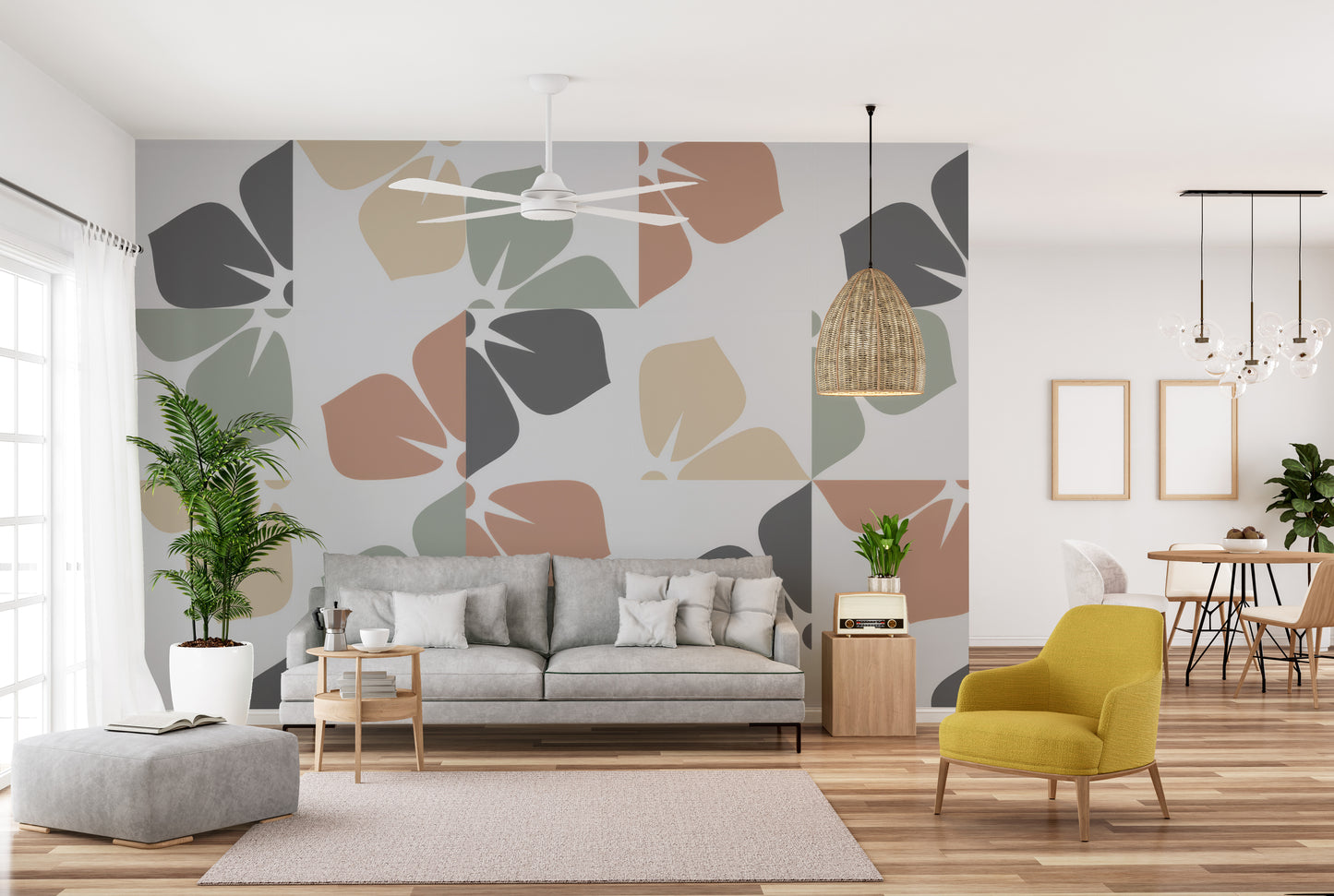 Lush abstract foliage wallpaper design