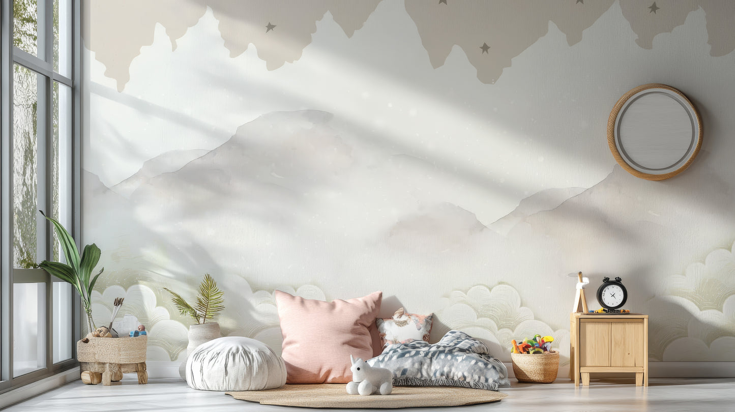 Serene Mountain Peaks Mural