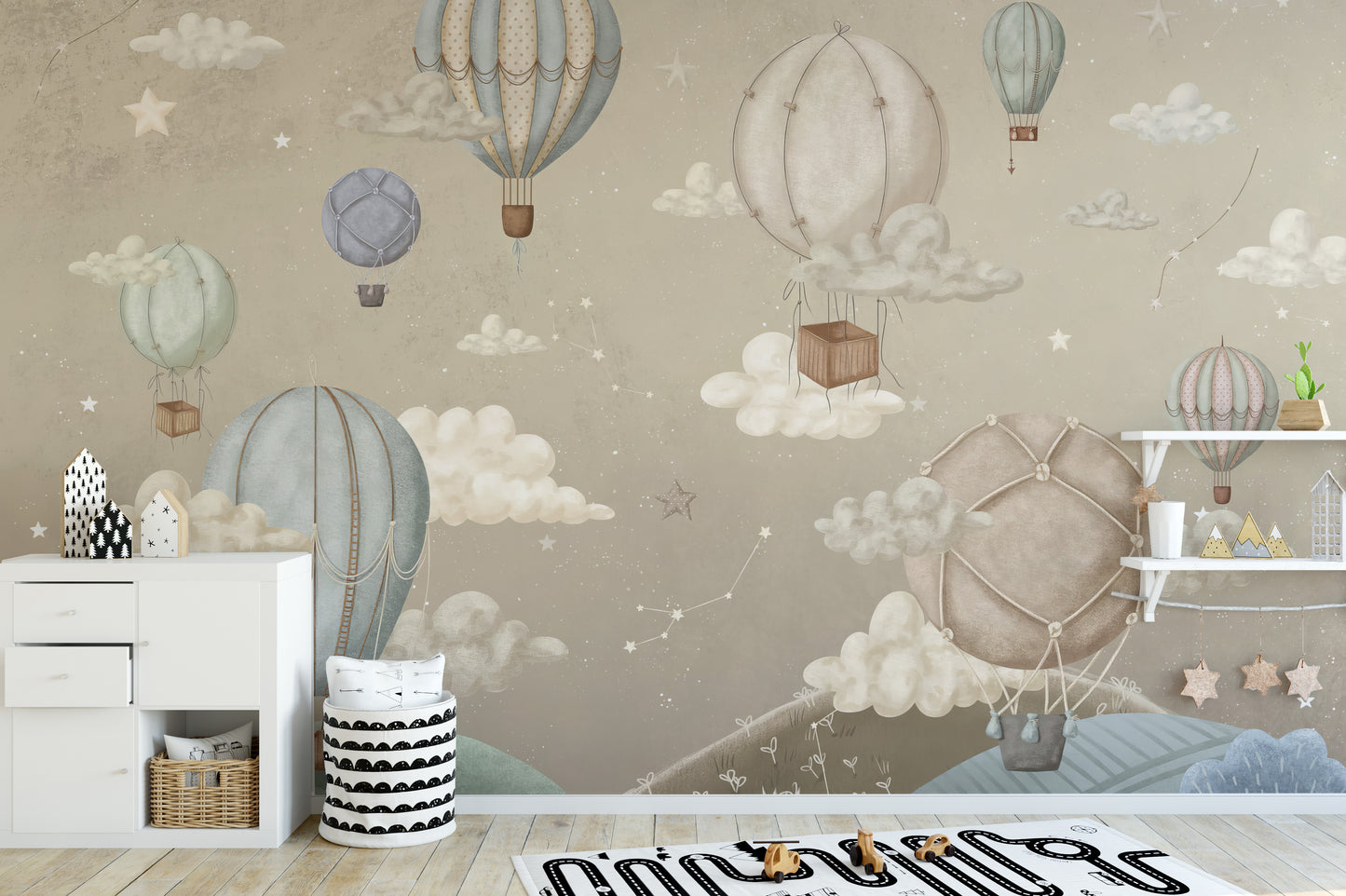 Dreamy Balloon Adventure Wall Mural