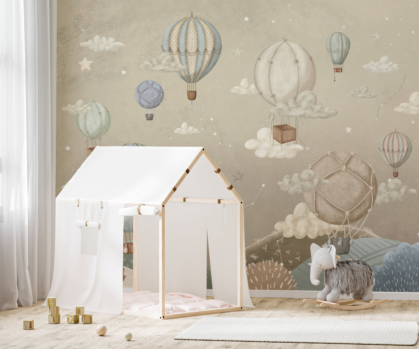 Dreamy Balloon Adventure Wall Mural