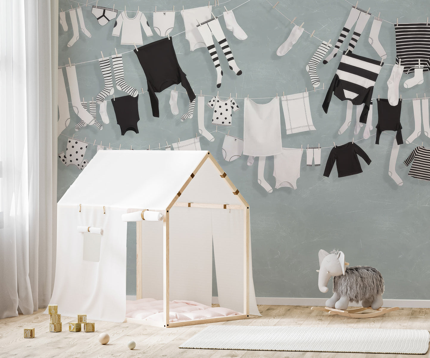 Hanging Laundry Wall Mural