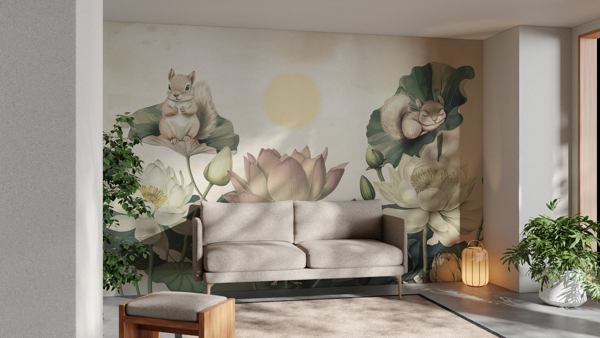 Dreamy lotus flower wallpaper with soft pastel hues
