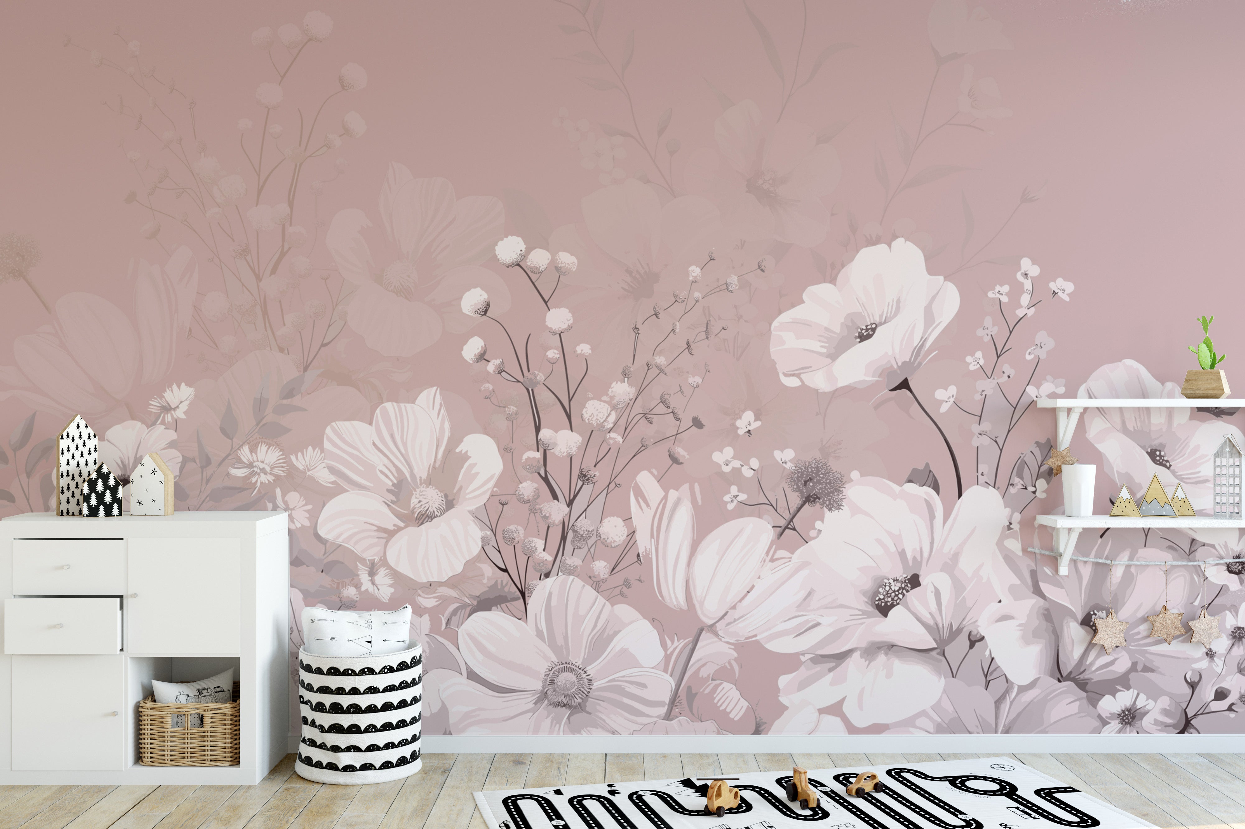 Vintage floral wallpaper mural with a timeless charm
