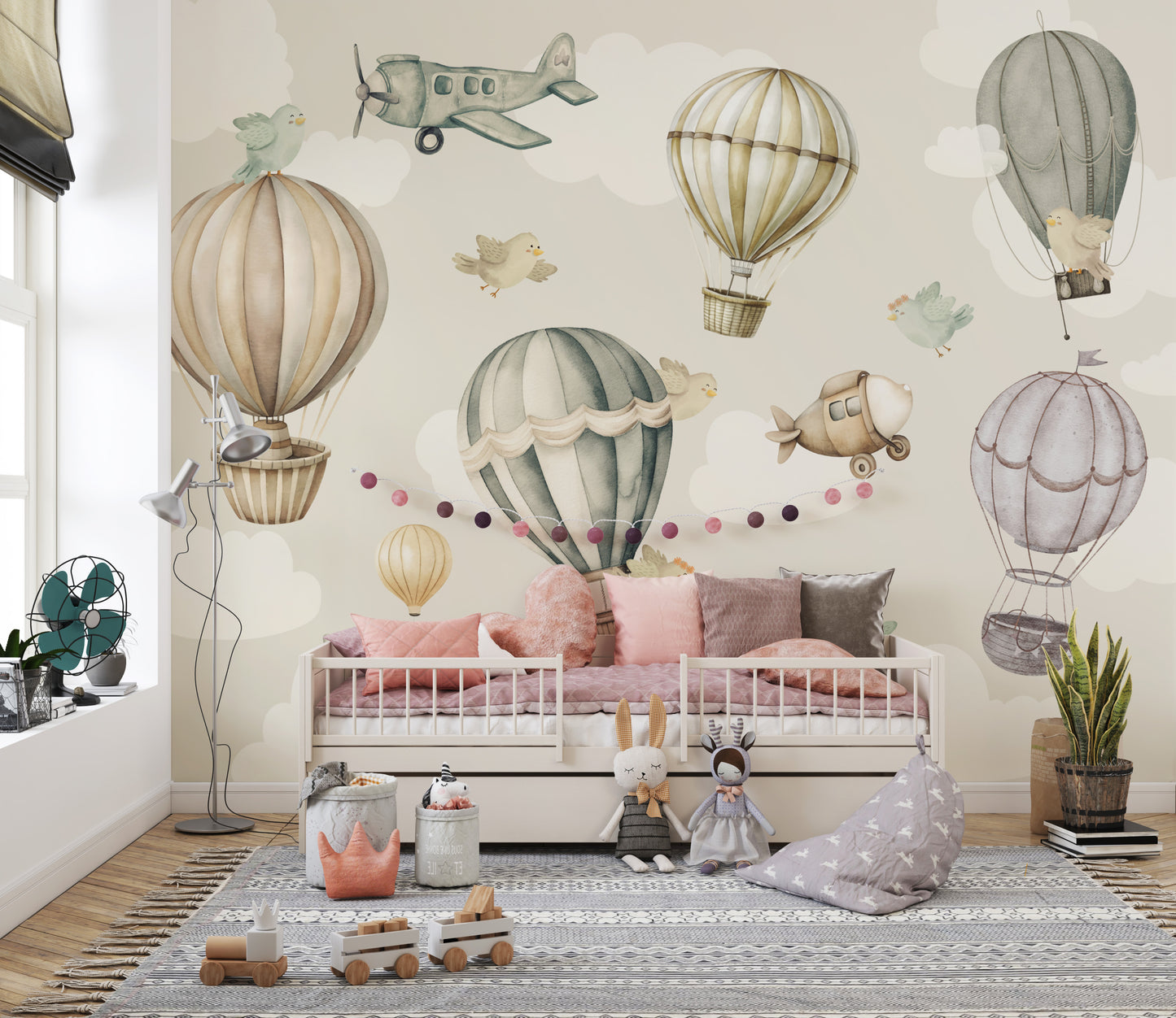 Vintage Hot Air Balloon Nursery Wallpaper