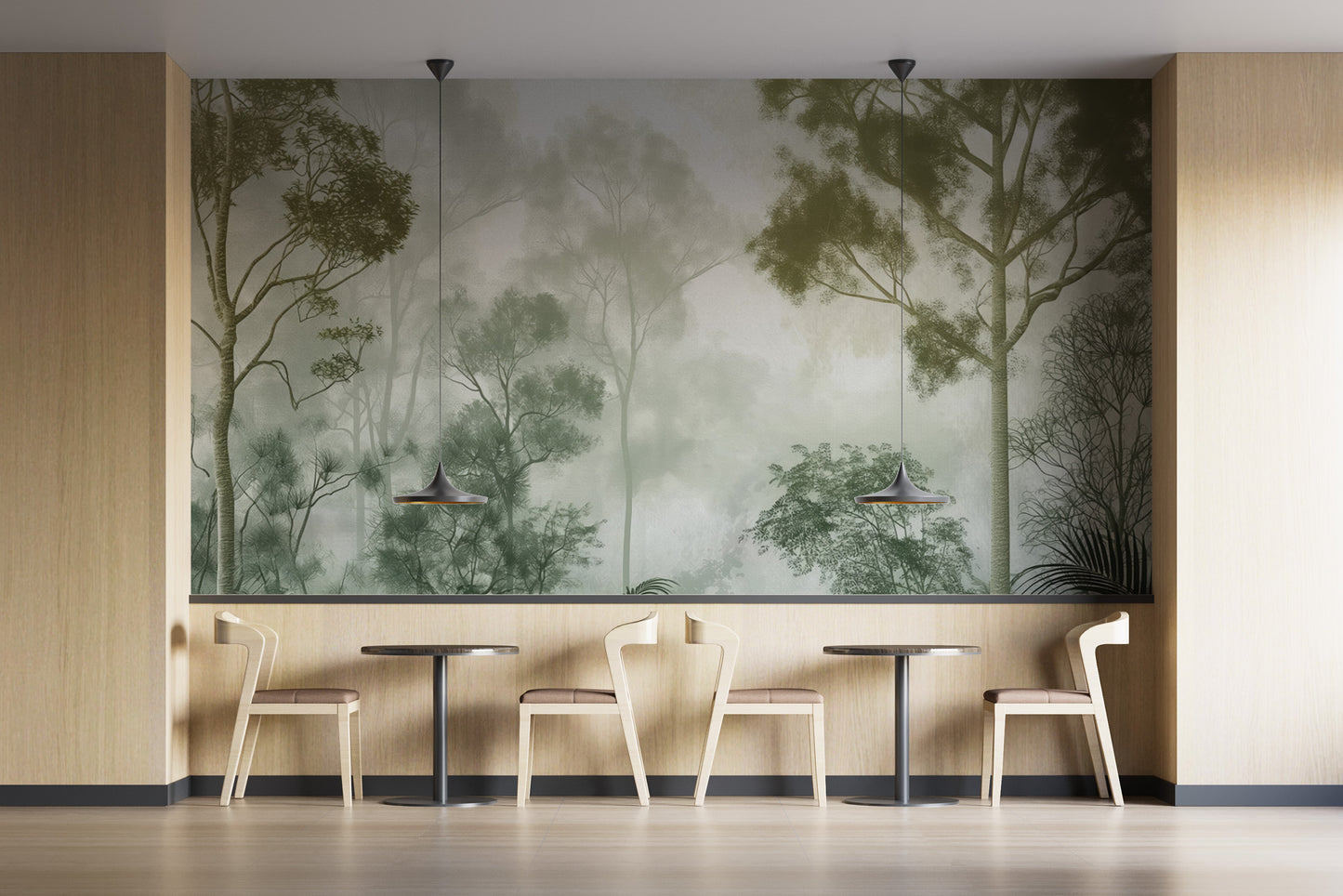 Green forest wallpaper mural for a peaceful setting
