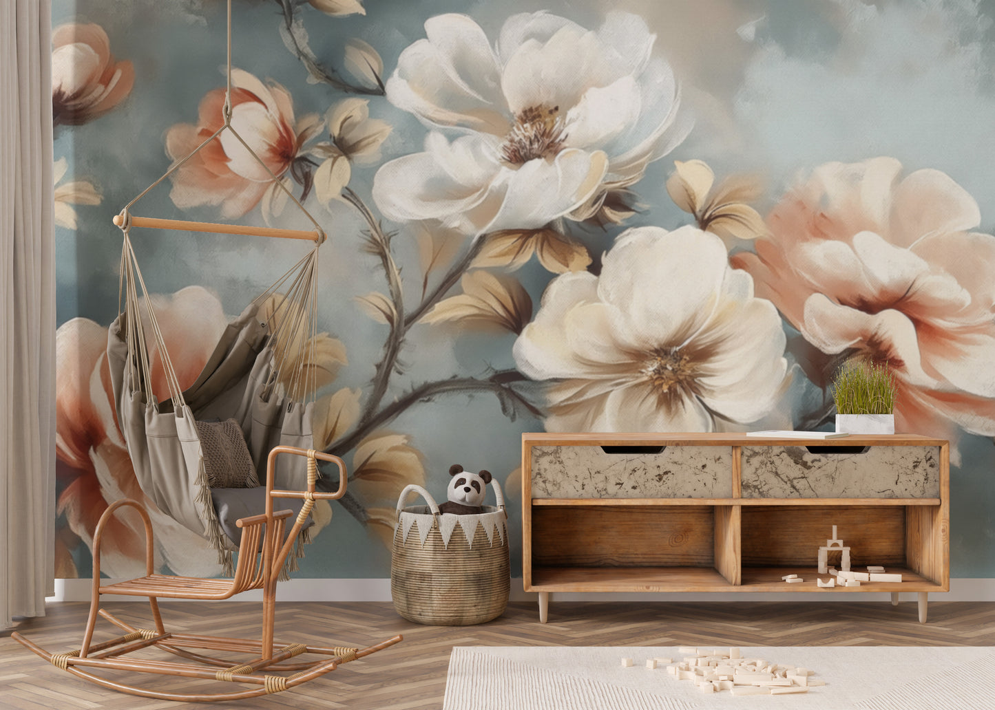 Elegant Watercolor Floral Wallpaper Mural