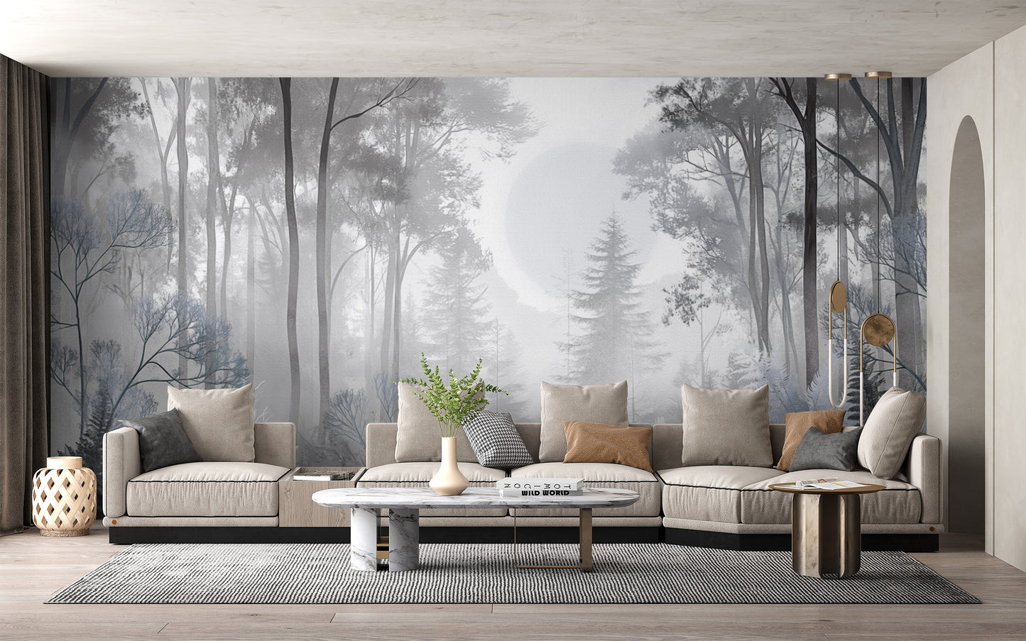 Misty Monochrome Forest Wallpaper Mural