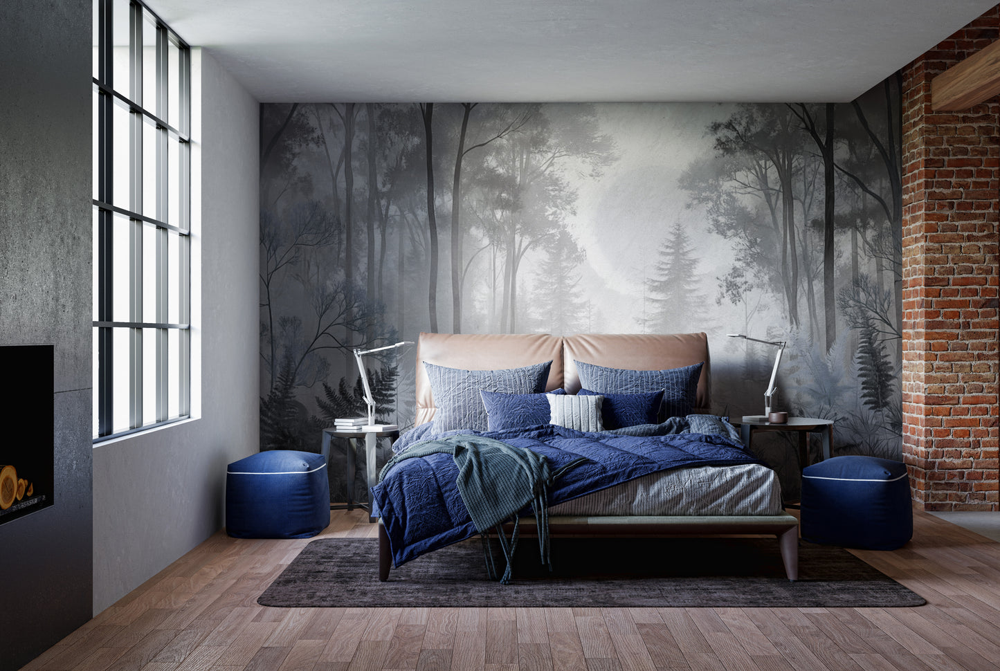 Misty Monochrome Forest Wallpaper Mural