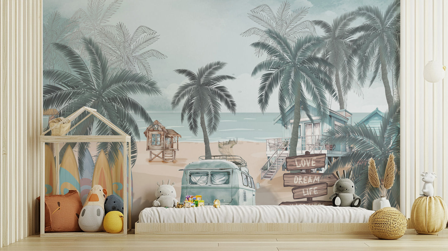 Vintage Coastal Beach Wallpaper