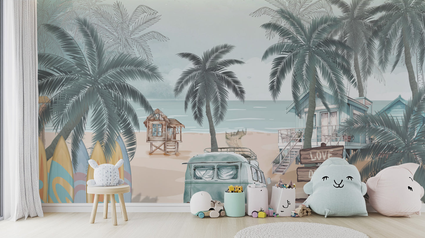 Vintage Coastal Beach Wallpaper