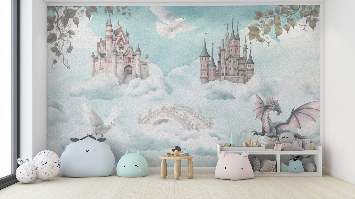 Enchanted Sky Castle Wallpaper Mural