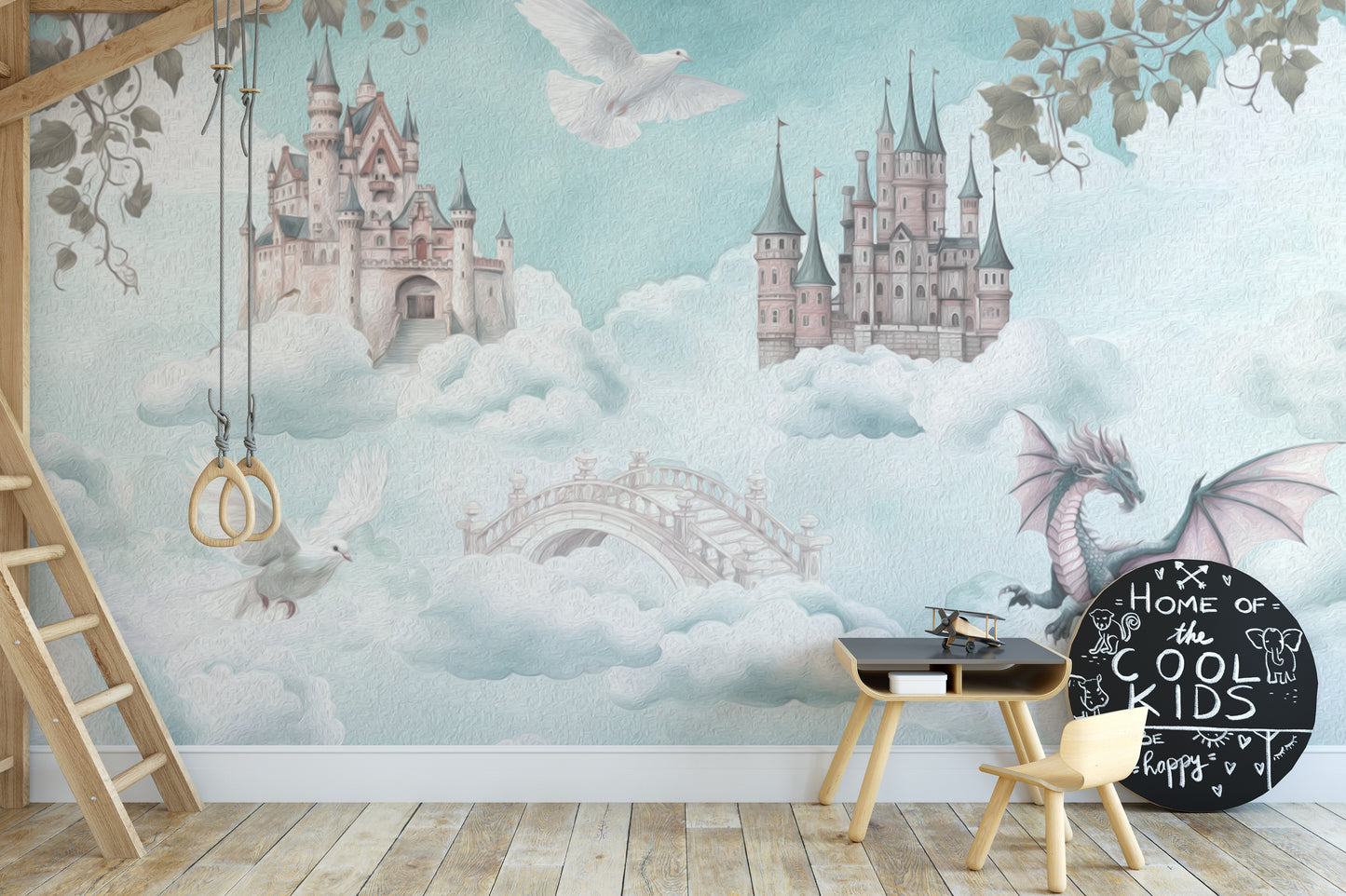 Whimsical fairytale castle wallpaper for walls
