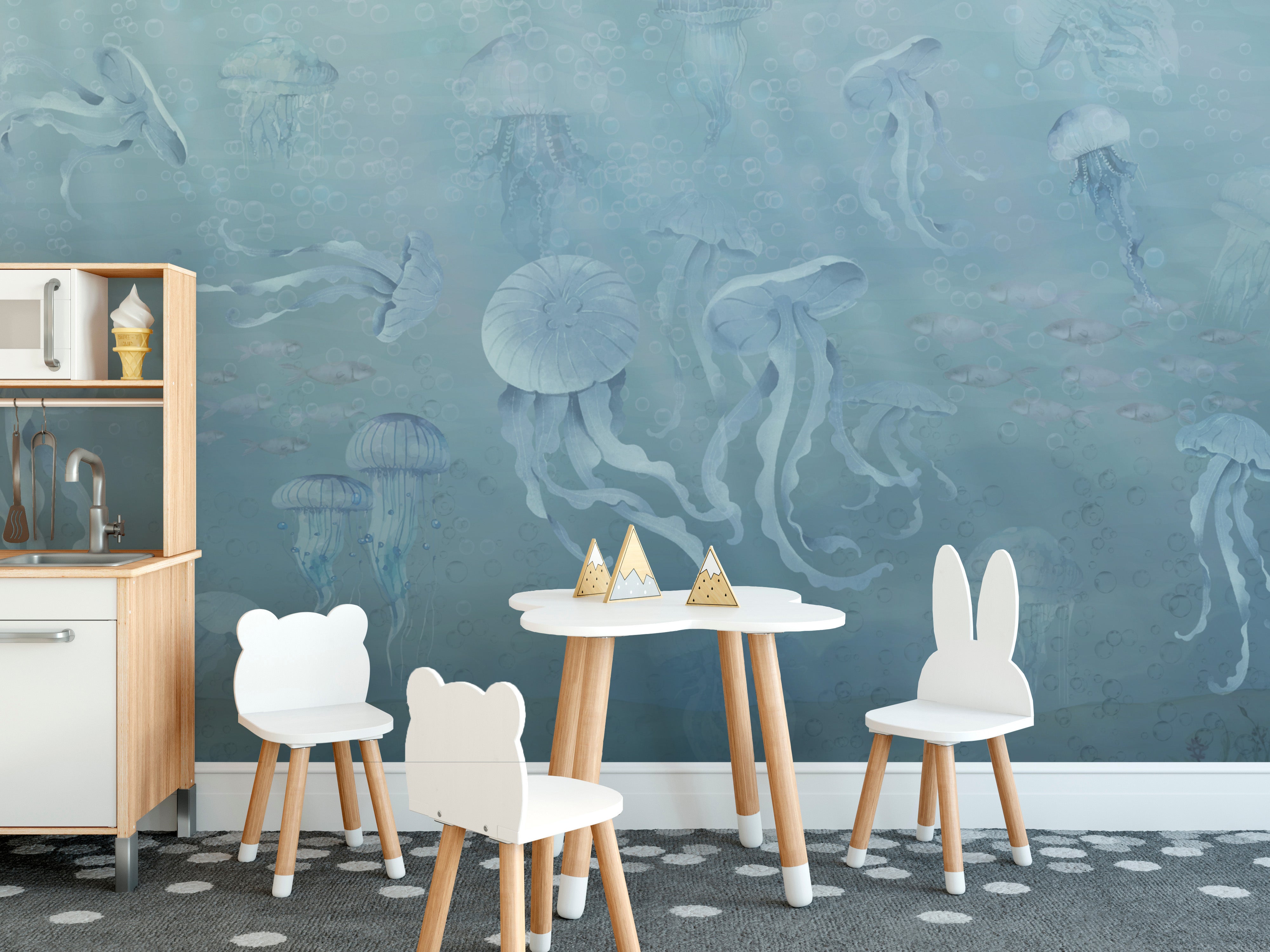 Graceful jellyfish wall mural for ocean lovers
