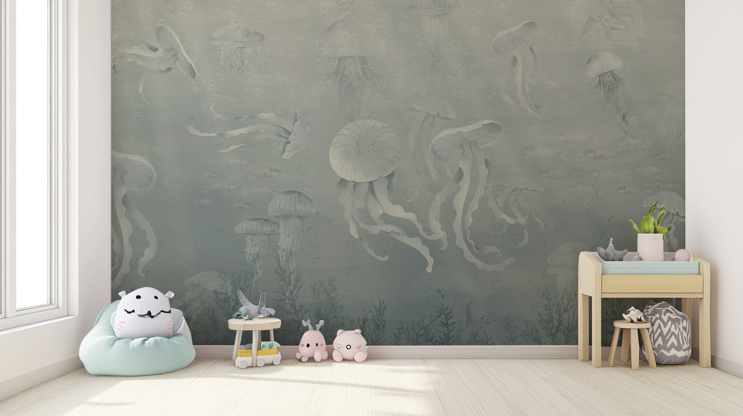 Dark Jellyfish Deep Sea Wallpaper Mural