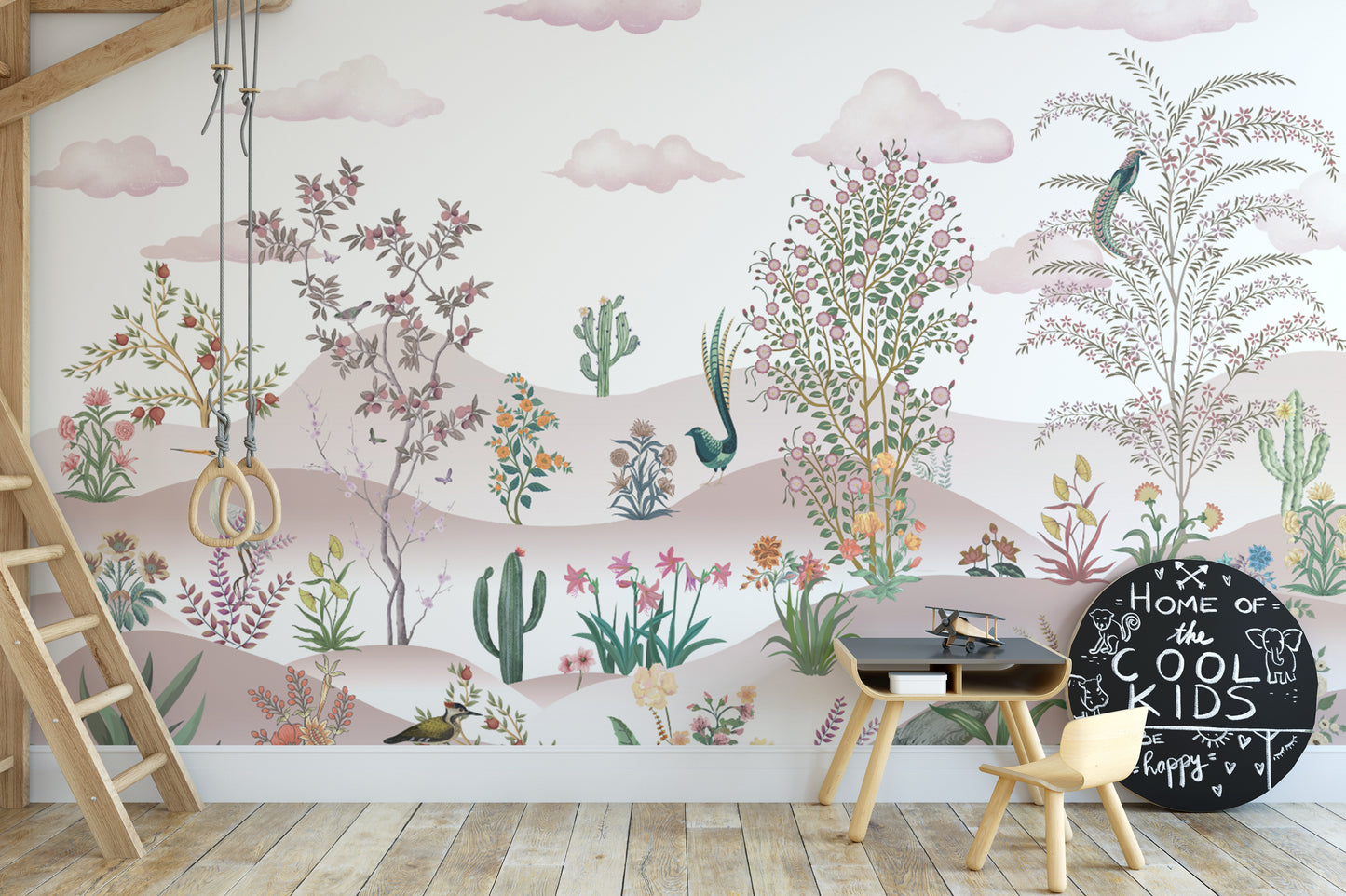 Watercolor desert wallpaper with nature-inspired details
