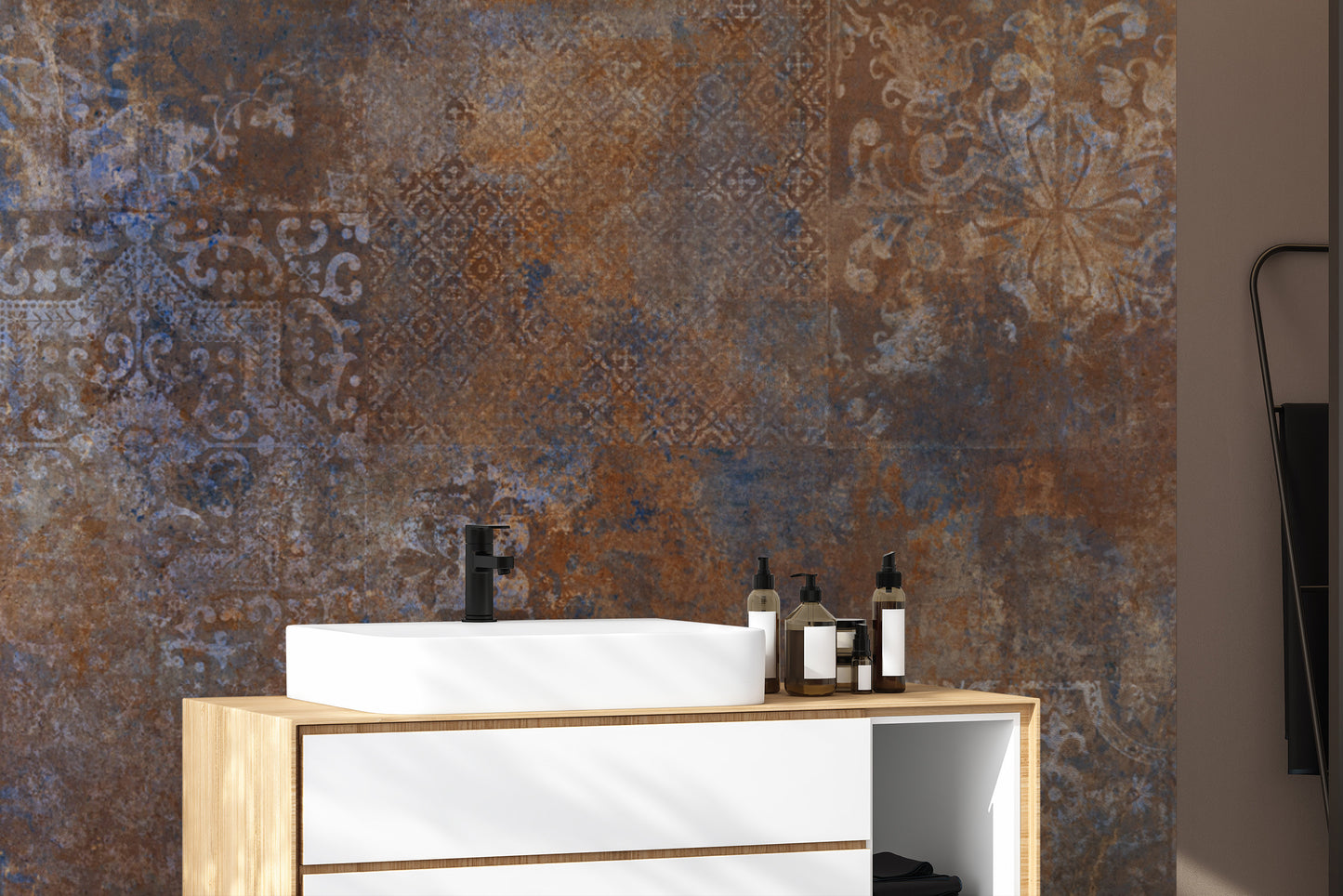 Industrial aged effect wall covering
