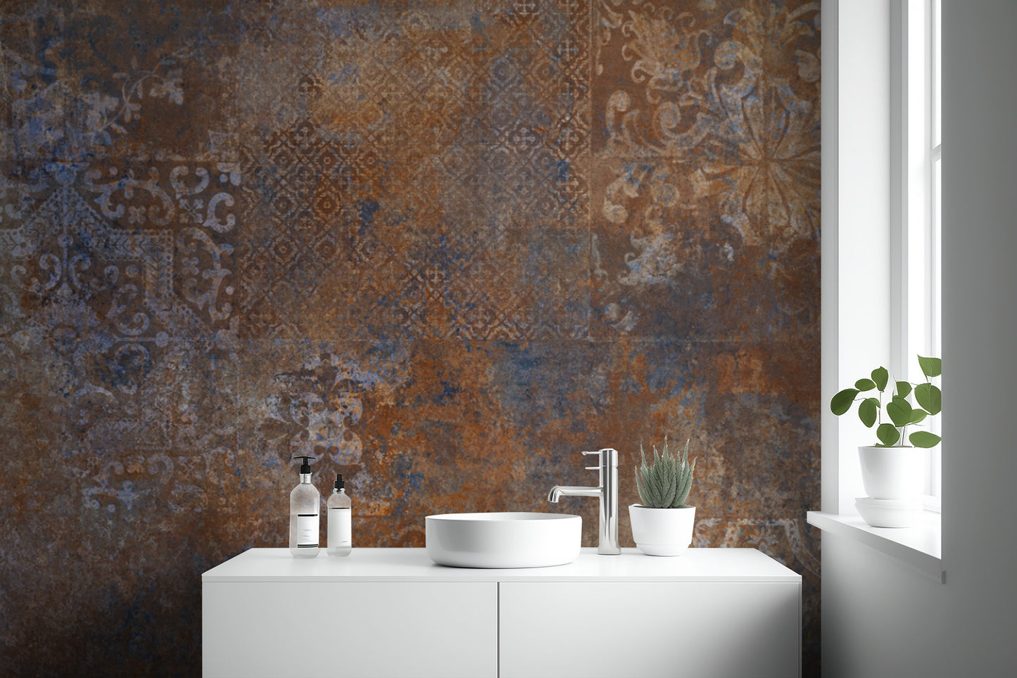 Weathered vintage wallpaper for interiors