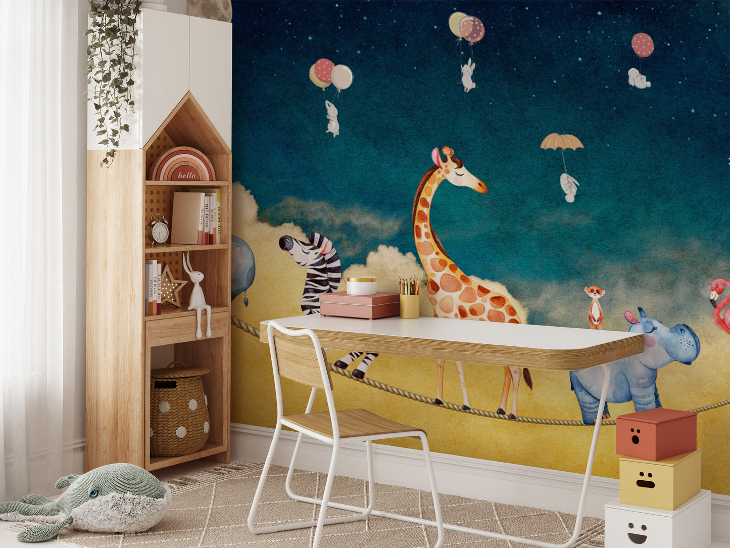 Fun animal parade wall covering
