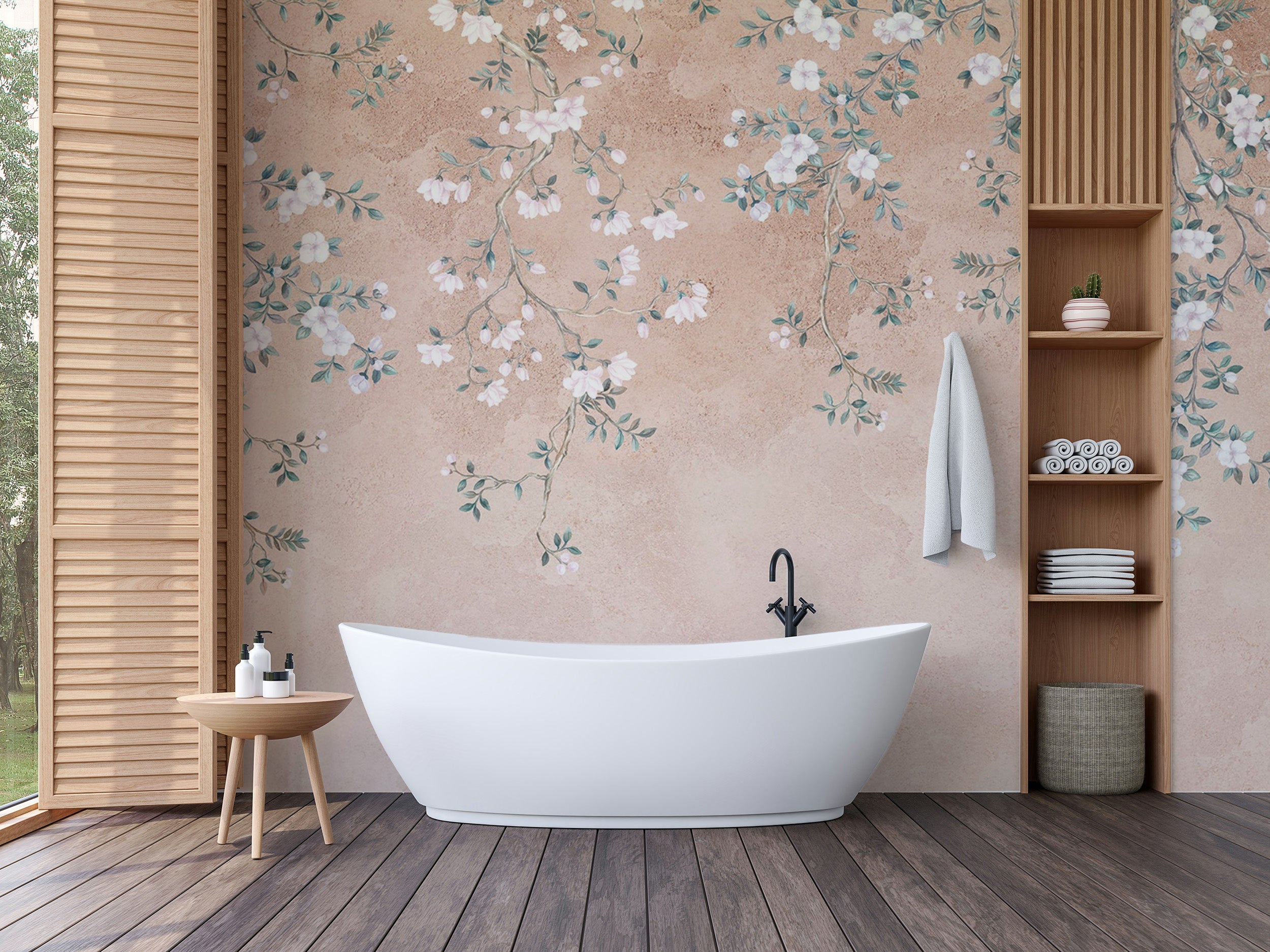 Elegant botanical branch wallpaper mural
