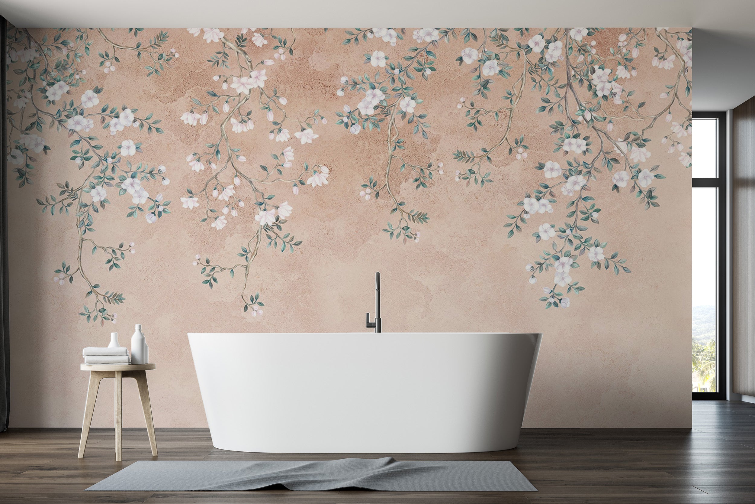 Soft pastel floral wallpaper pattern
