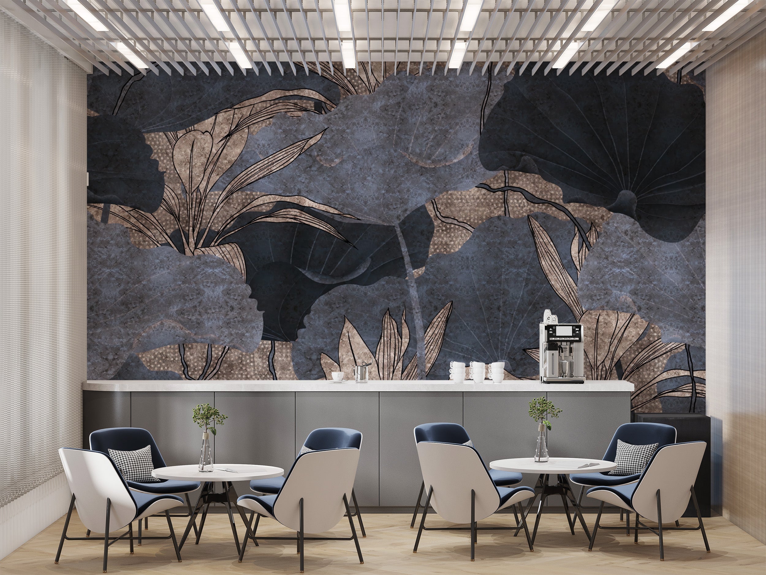 Elegant dark leaf wallpaper for modern interiors
