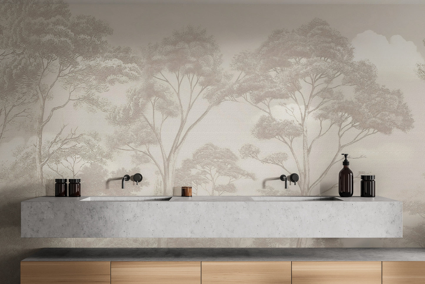 Detailed tree mural wallpaper for a natural look
