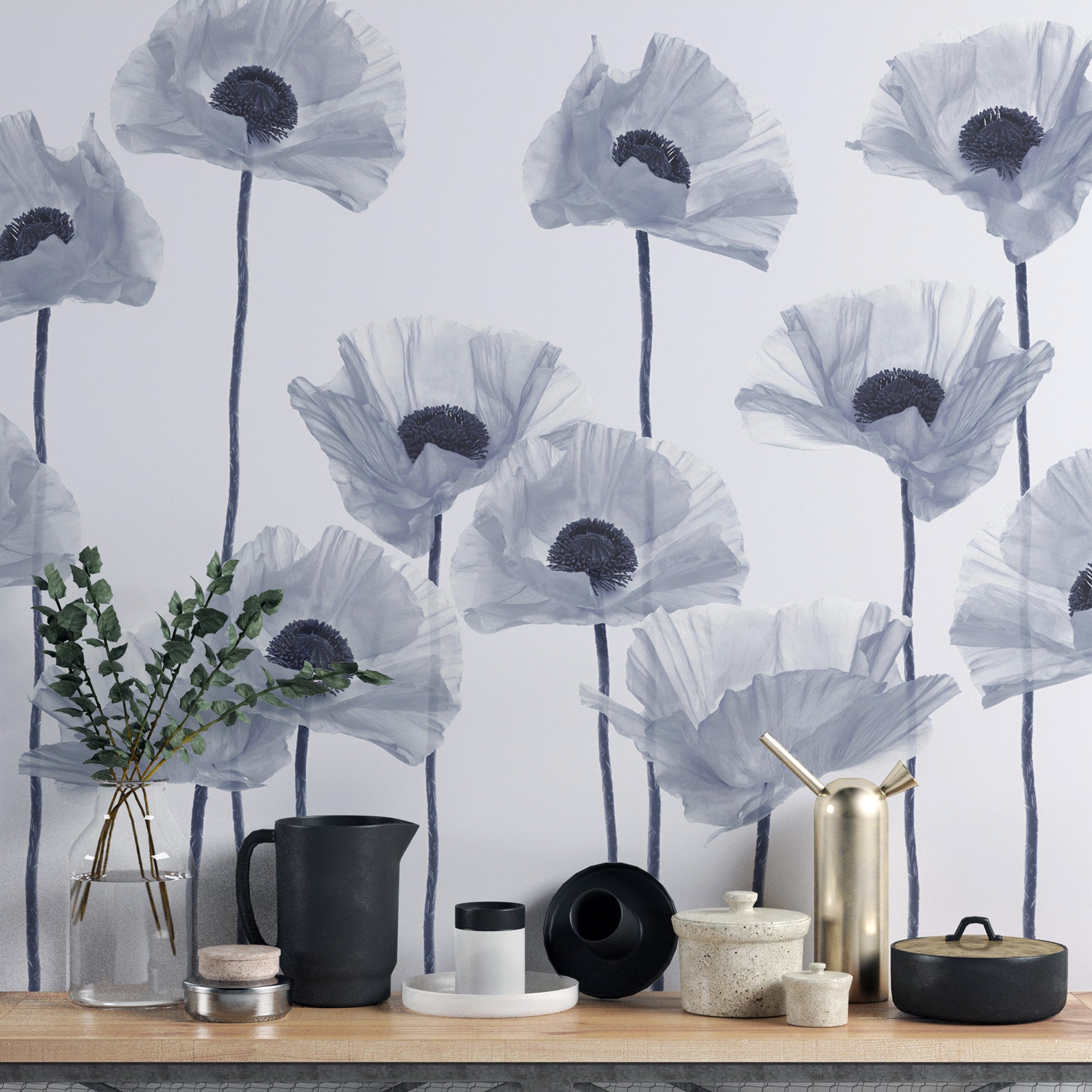 Soft blue poppy flower wallpaper
