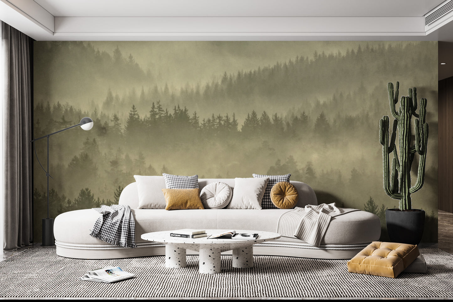 Calm woodland wallpaper for modern interiors
