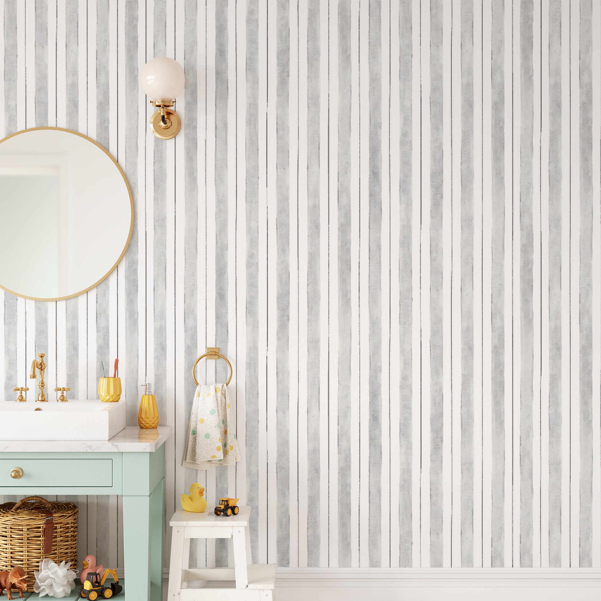 Minimalist Grey Striped Wallpaper Design
