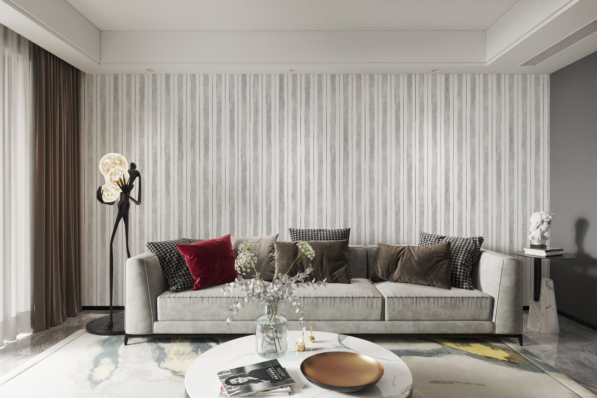 Stylish Grey Vertical Stripe Wallpaper
