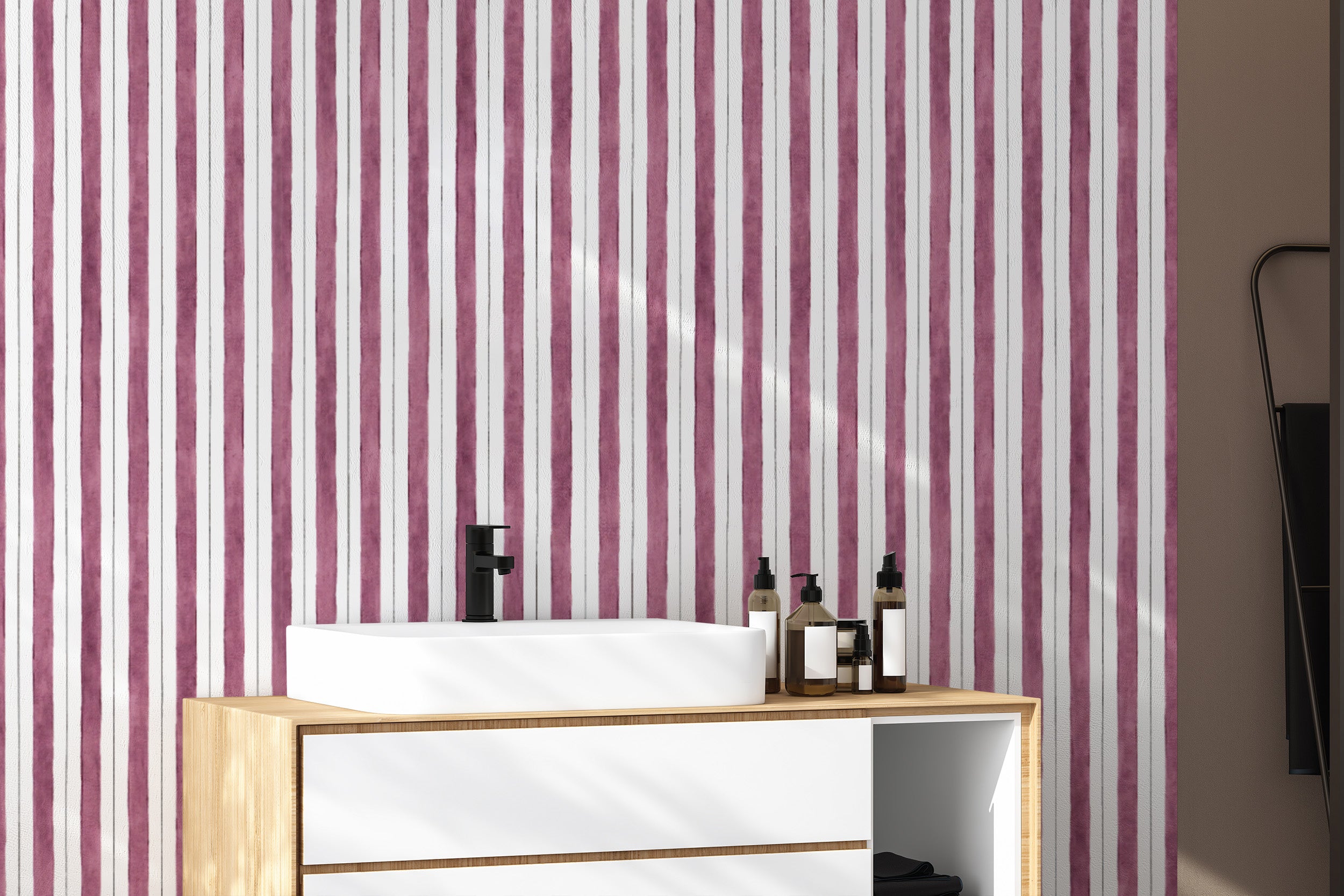 Contemporary Maroon and White Wall Design
