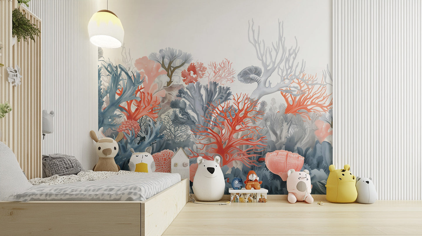 Marine life-inspired coral reef Aqua Gardens wallpaper.