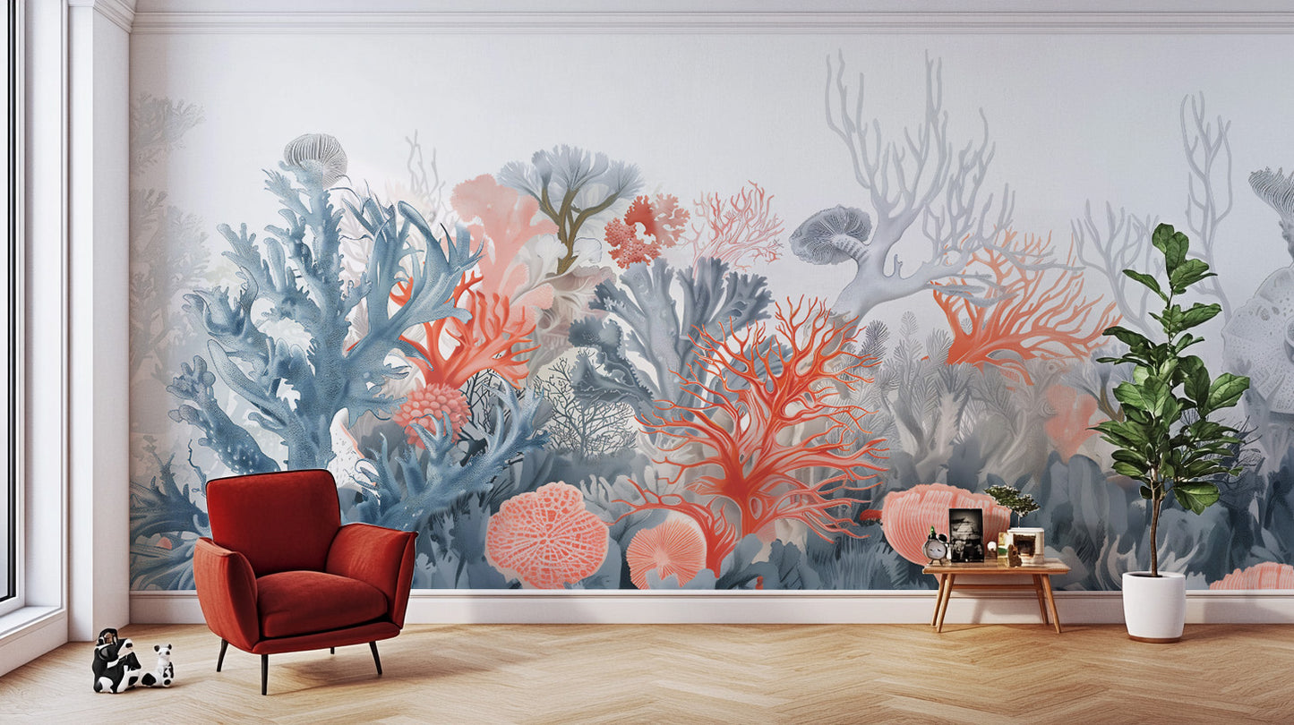 Underwater-inspired Aqua Gardens coral reef mural.