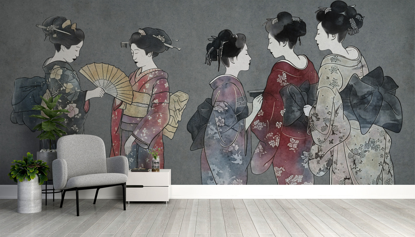 Elegant Japanese kimono adorned with delicate silk patterns
