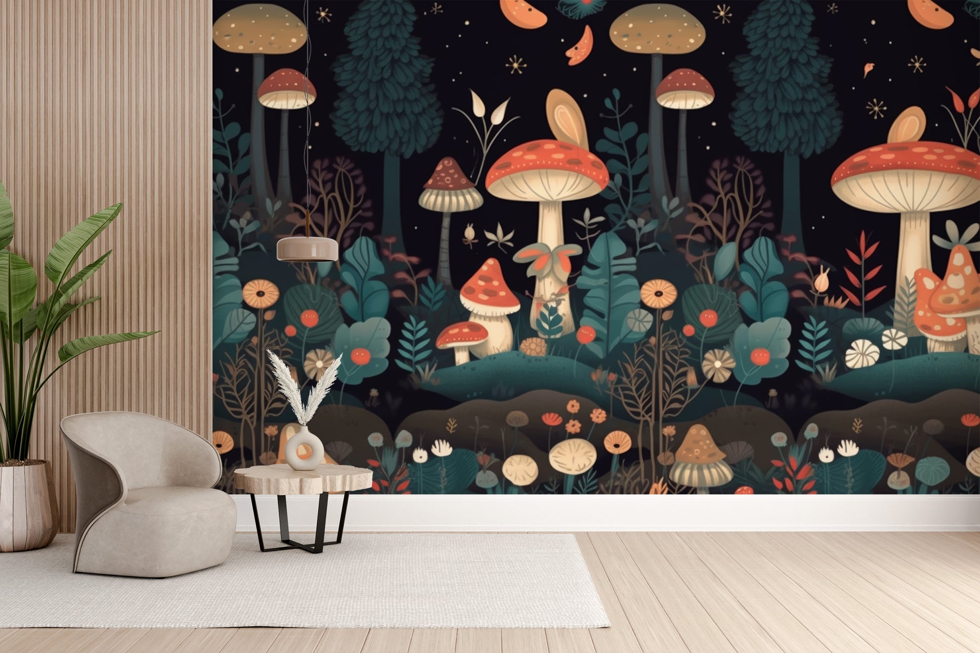 Mushroom Garden Wallpaper Mural - Giffywalls