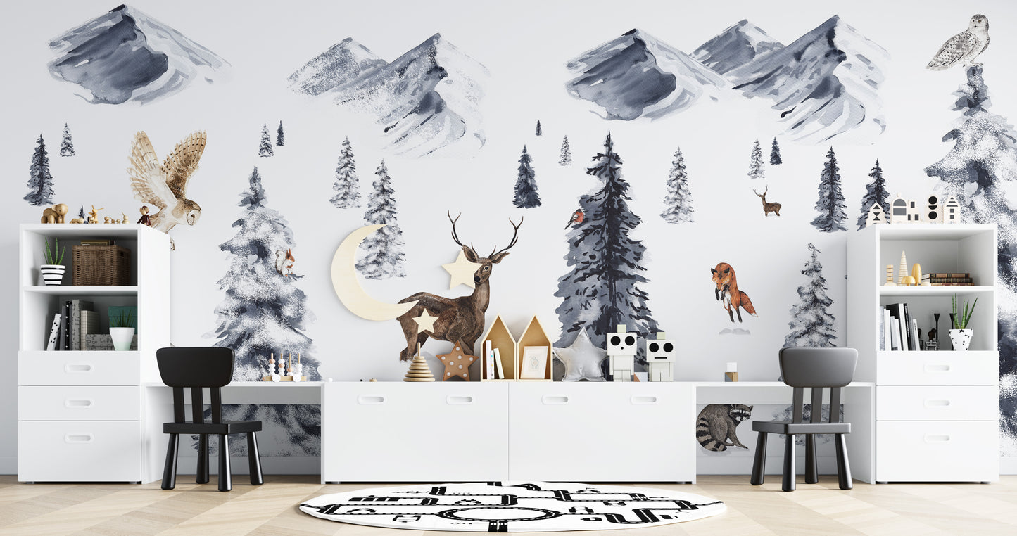 Winter wonderland wallpaper mural