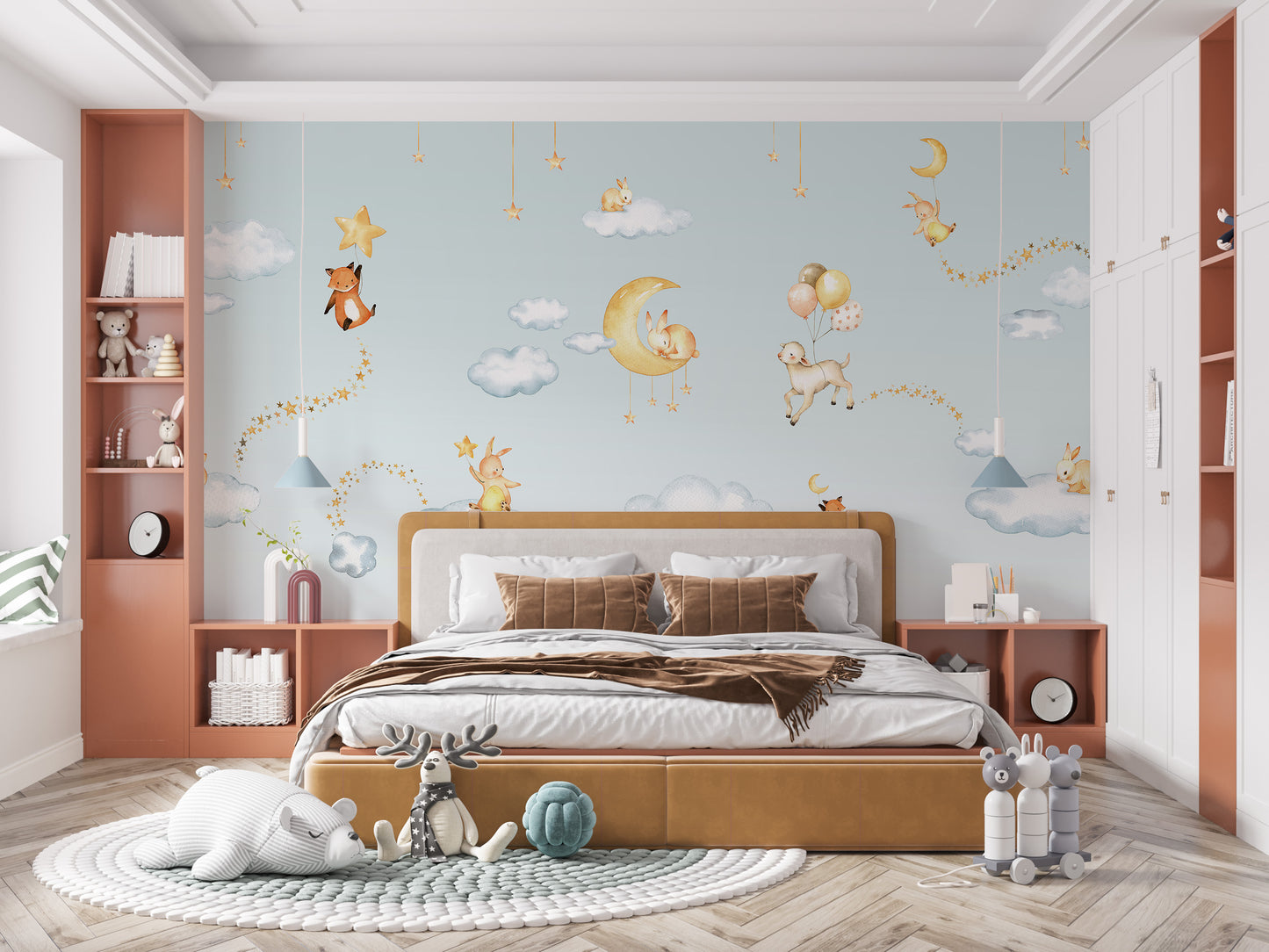 Sweet Dreams wallpaper with floating animals and balloons