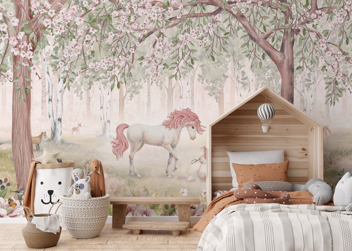 Dreamy Unicorn Forest Mural
