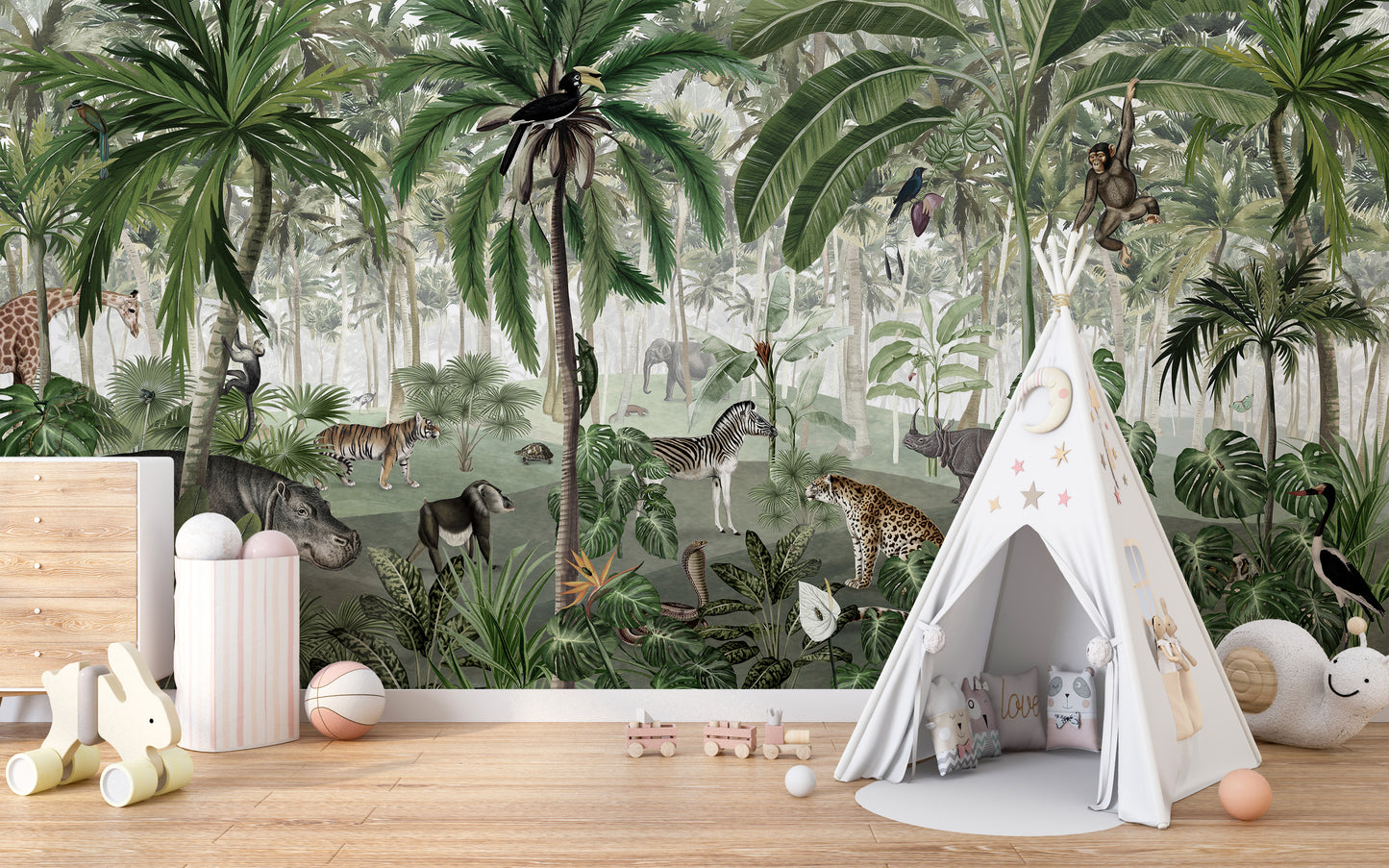 Jungle Lookbook wallpaper for kids' room and nursery