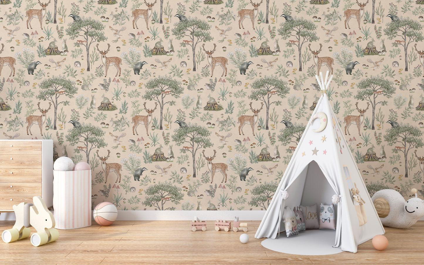 Warm Beige Wildlife Wallpaper