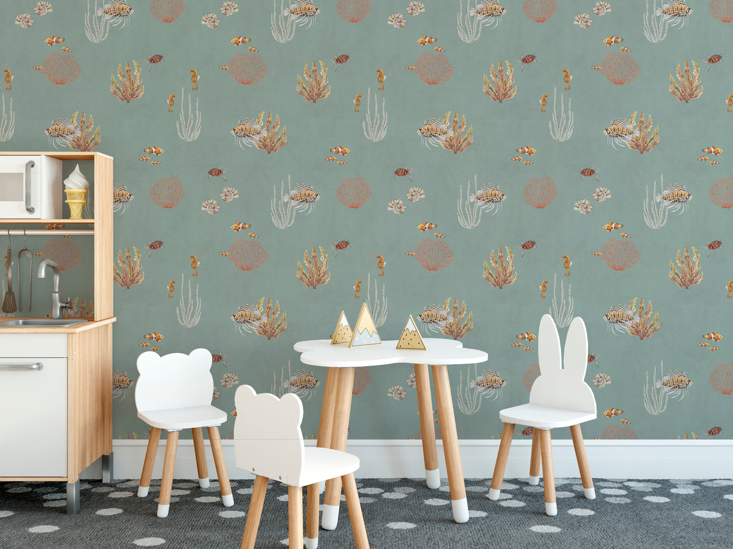 Teal Oceanic Wonders Wallpaper Mural