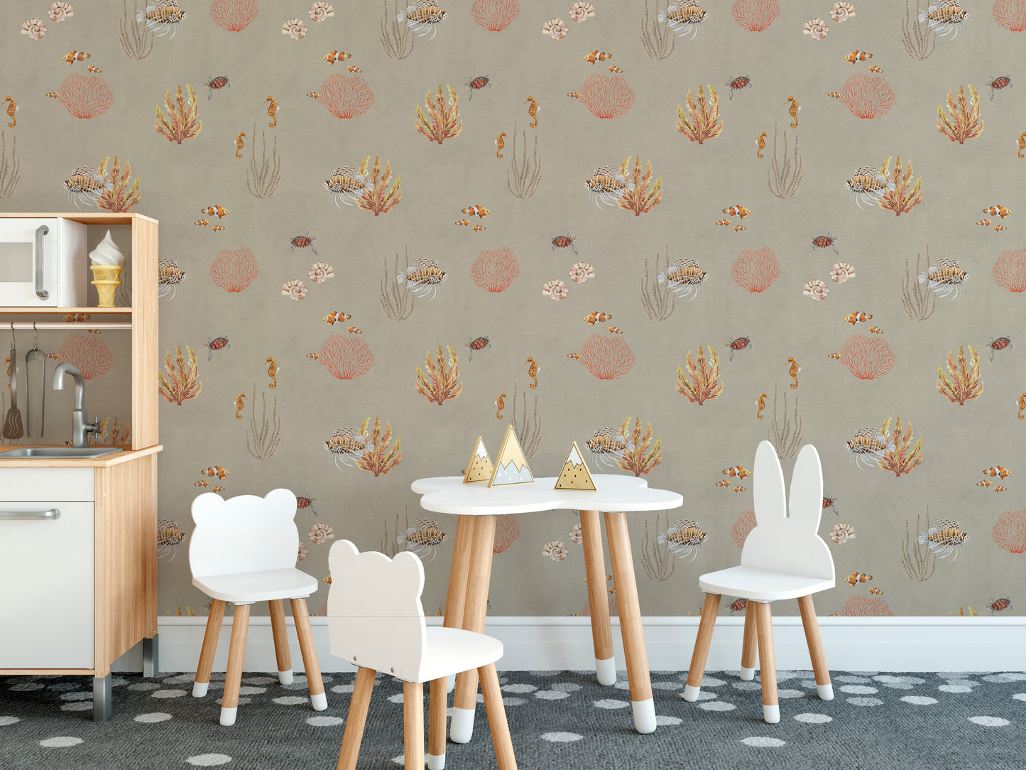 Brown Oceanic Wonders Wallpaper Mural