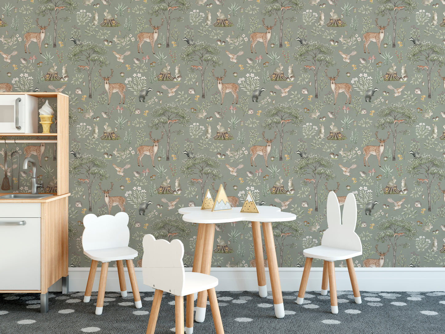 Sage Green Wildlife Wallpaper