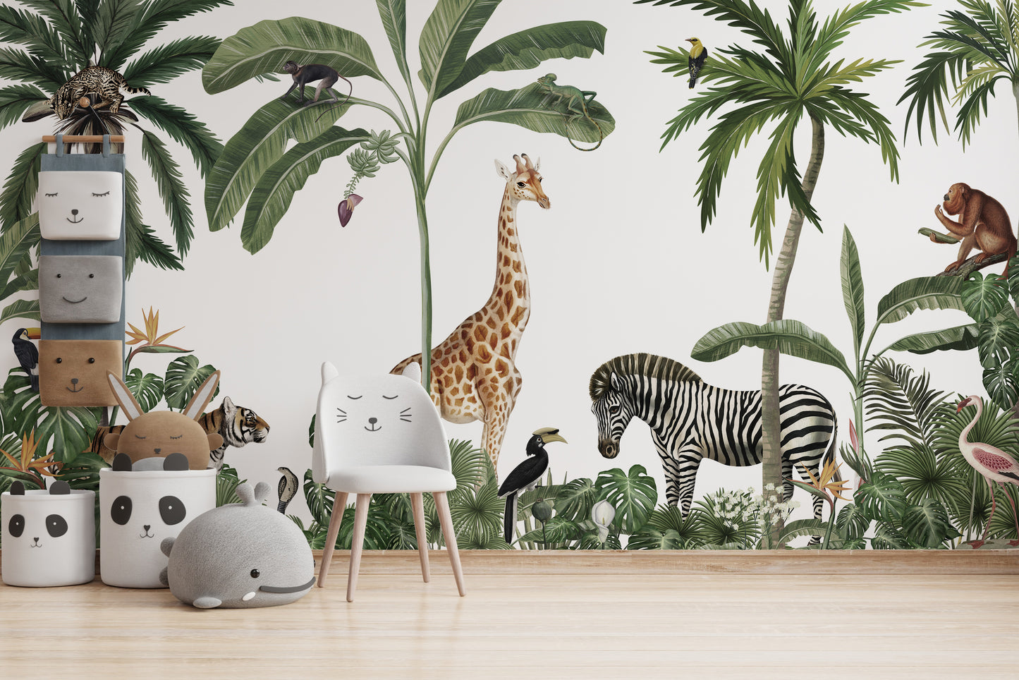 Safari animals wallpaper featuring giraffe and zebra