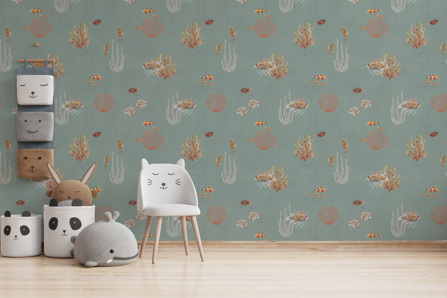 Teal Oceanic Wonders Wallpaper Mural