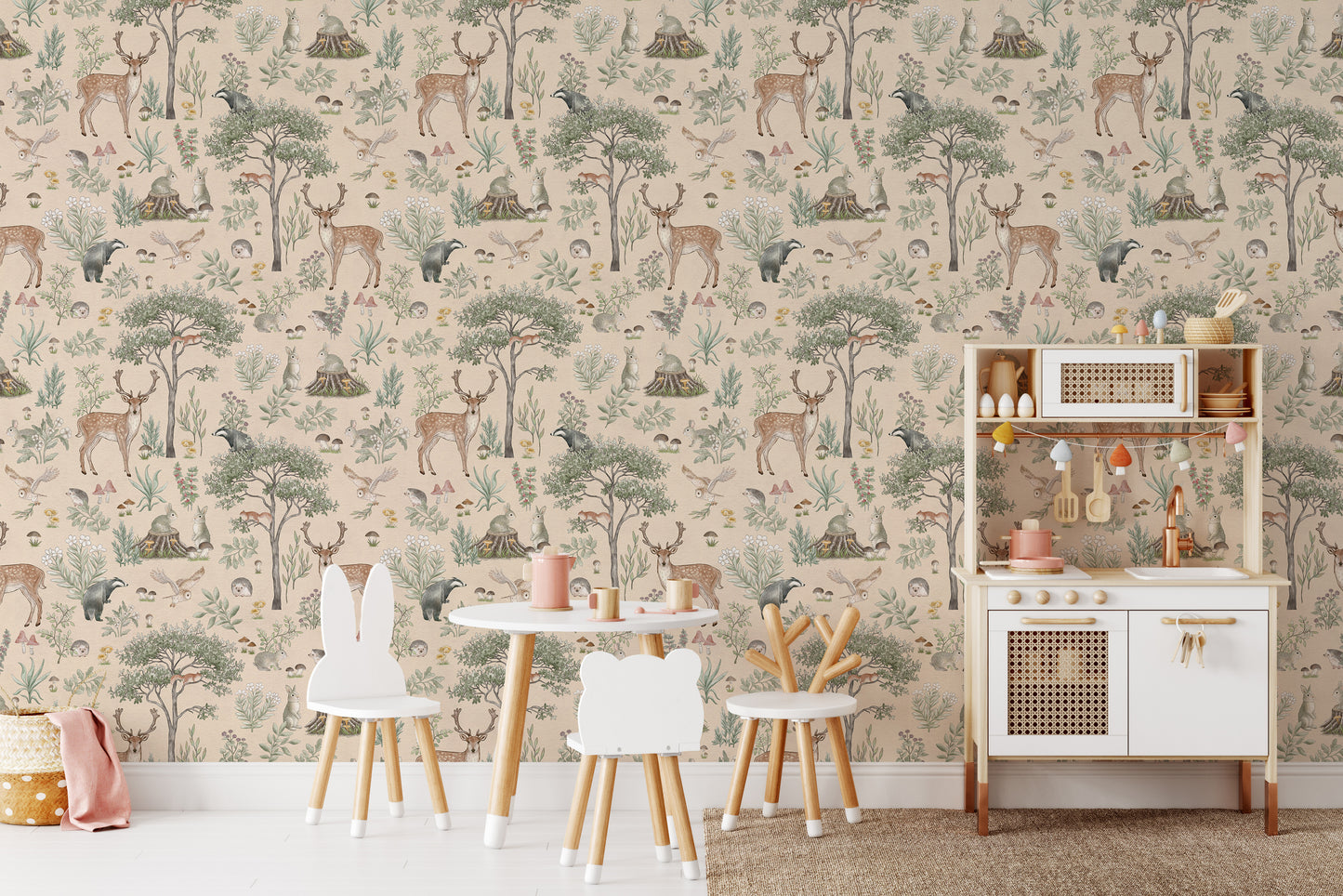 Warm Beige Wildlife Wallpaper