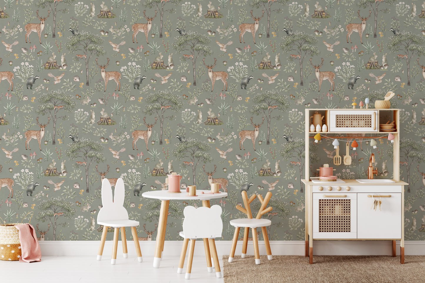 Sage Green Wildlife Wallpaper