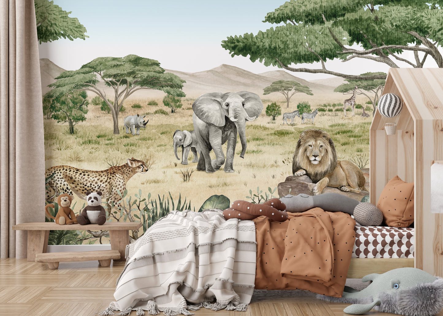 Wildlife-themed Savannah Secret mural wallpaper for decor