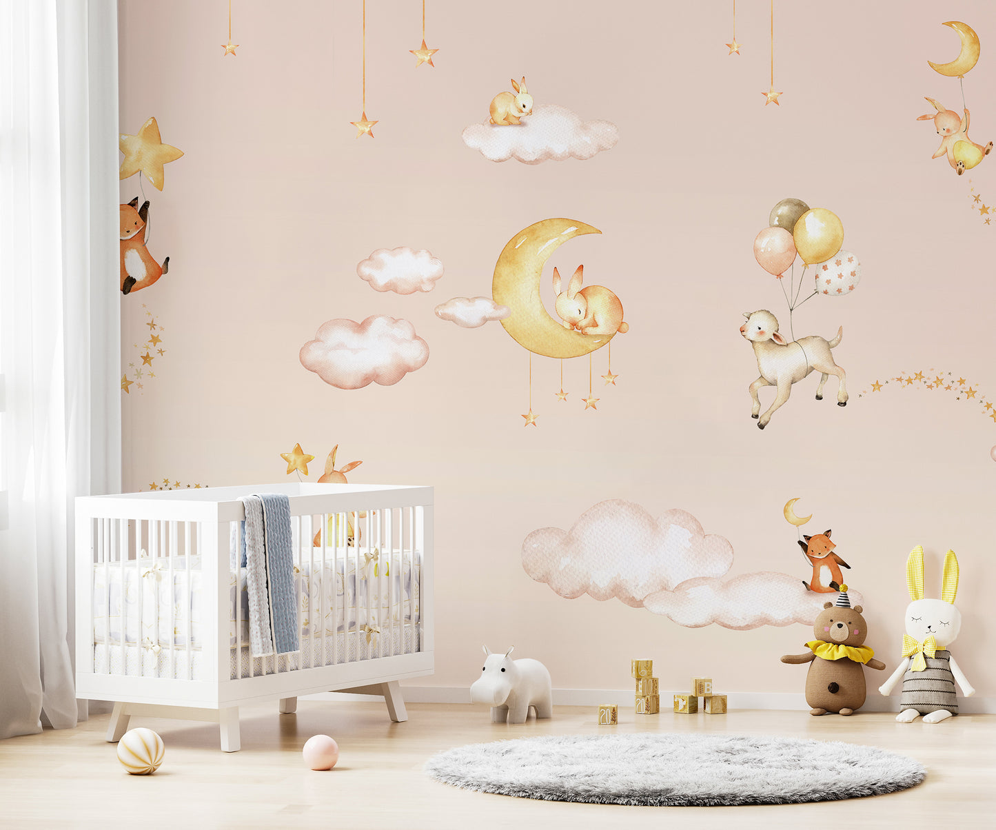 Pink Sweet dreams wallpaper for kids room